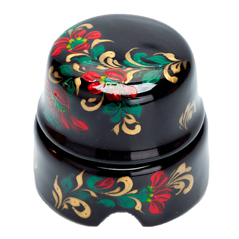 Ретро коробка распределительная Salvador, фарфор, черный, коллекция "Хохлома"