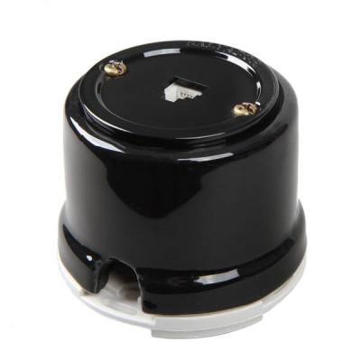 Ретро розетка телефонная Salvador, фарфор, наружный монтаж, черный Ретро розетка телефонная Salvador, фарфор, наружный монтаж, черный