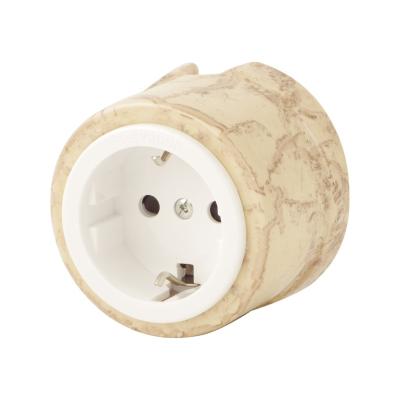 Ретро розетка электрическая Salvador "Ретро", фарфор, наружний монтаж, мрамор корельский, под заказ