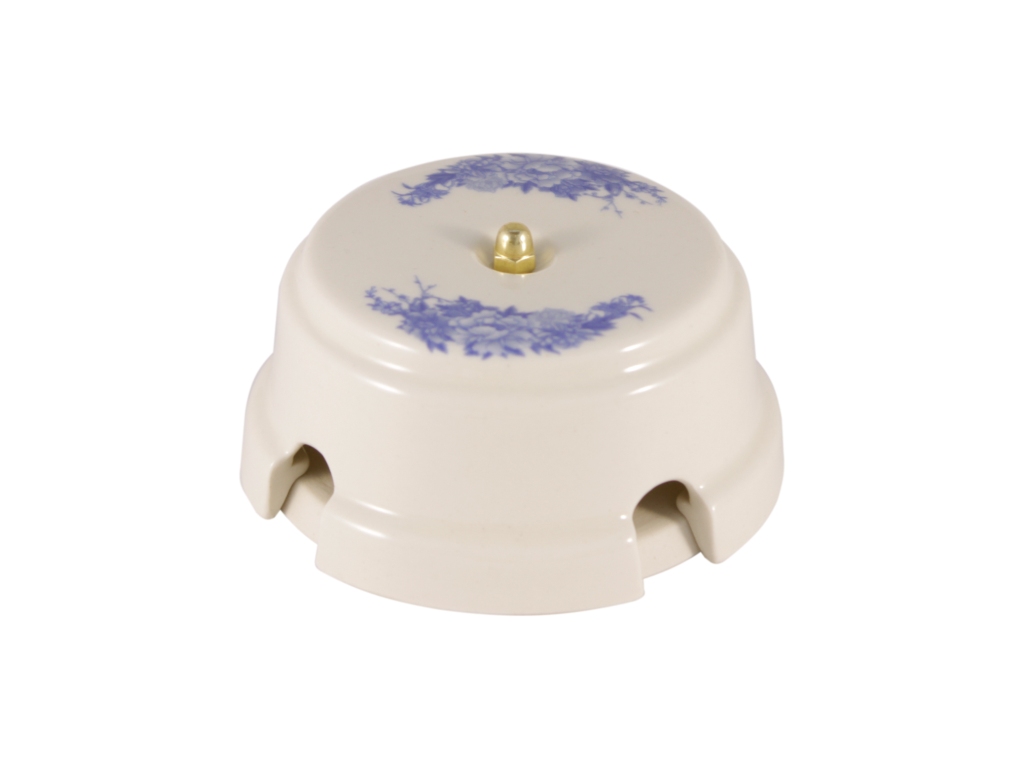 Ретро коробка распределительная Леанза фарфор, fiori viola (синие цветы)