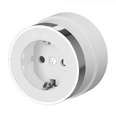 Ретро розетка с заземлением Vintage (белый матовый/хром) W5871050 Ретро розетка с заземлением Vintage (белый матовый/хром) W5871050