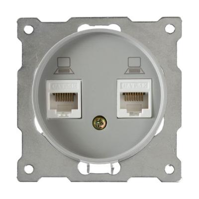 Розетка двойная компьютерная RJ45 кат.5e, цвет серый