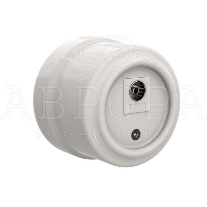 Качественная картинка Ретро розетка ТВ Аврора, фарфор, белая