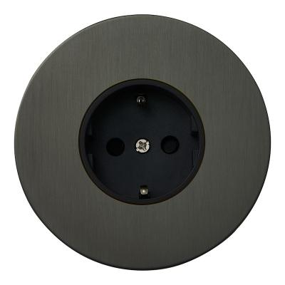 Розетка электрическая Salvador "Арт", внутренний монтаж, накладка металл, круг, антрацит