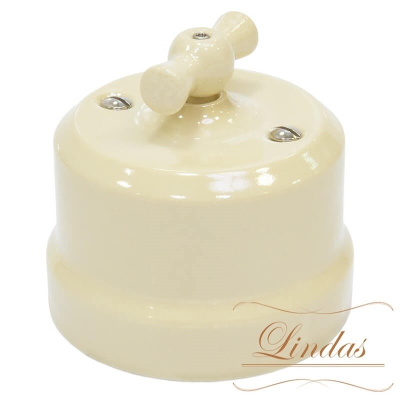 Ретро выключатель Lindas, керамика, слоновая кость Качественная картинка Ретро выключатель Lindas, керамика, слоновая кость