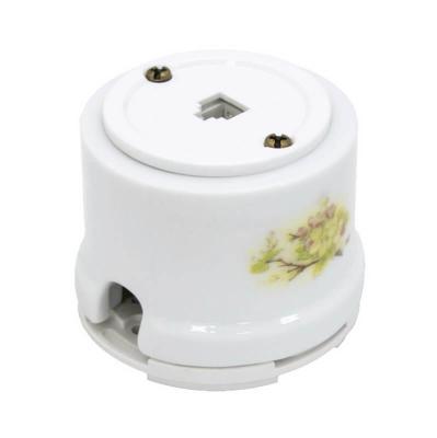 Ретро розетка телефонная Salvador, фарфор, наружный монтаж, белый, коллекция "Яблоко"