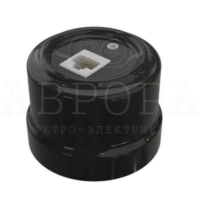 Ретро розетка компьютерная Аврора, фарфор, черный Ретро розетка компьютерная Аврора, фарфор, черный