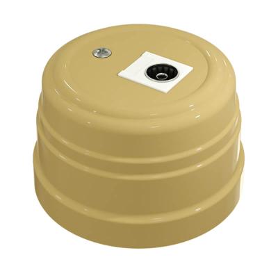 Ретро розетка ТВ Мезонин, коллекция Усадьба, пластик, песочное золото