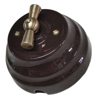 Ретро выключатель 1-2 клавишный Interior Electric, серия "Астория",керамика, 220/10А, шоколад