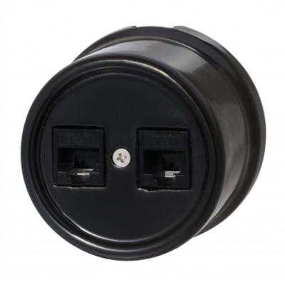 Ретро розетка компьютерная Bironi, коллекция Лизетта, керамика черный Ретро розетка компьютерная Bironi, коллекция Лизетта, керамика черный