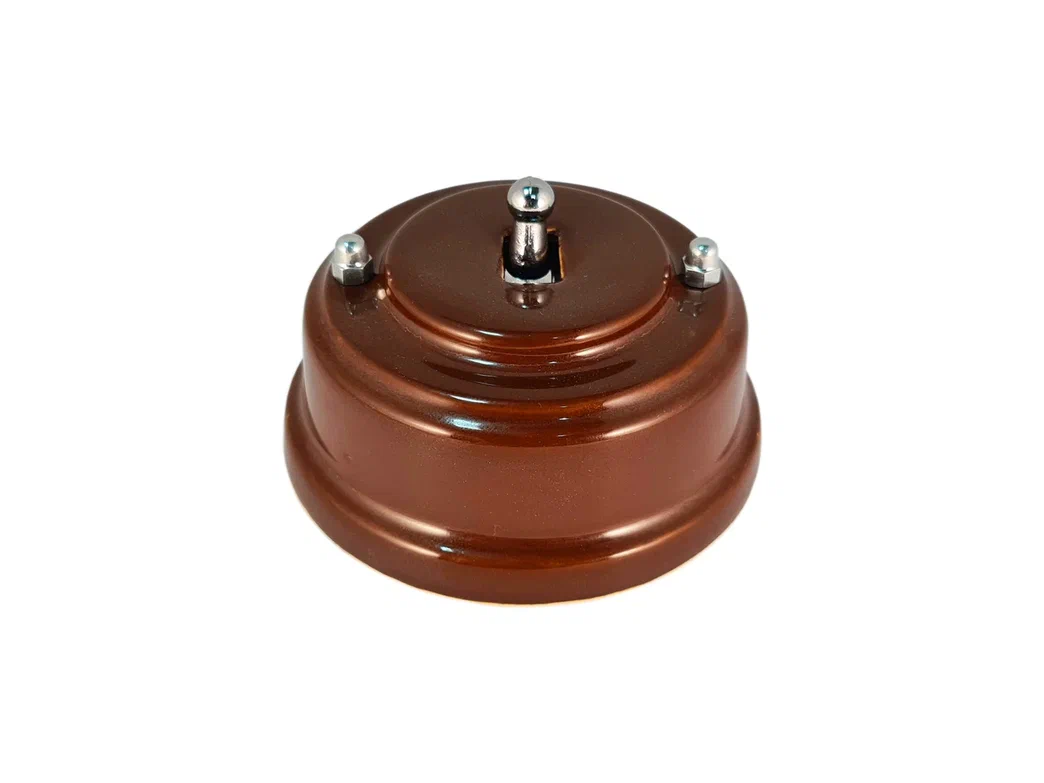 Ретро выключатель тумблерный Леанза, фарфор, bruno (коричневый)