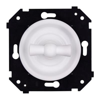 Ретро выключатель Bironi, коллекция Шедель Бриз, пластик, скрытый монтаж, поворотный, белый матовый