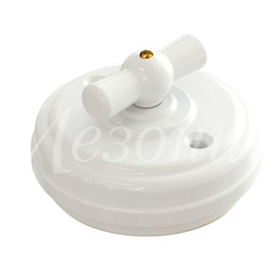 Ретро выключатель Мезонин, коллекция Новая Голландия, фарфор, без подъемной рамки, белый