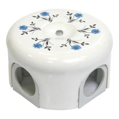 Ретро распределительная коробка Lindas, керамика, белый с узором васильки