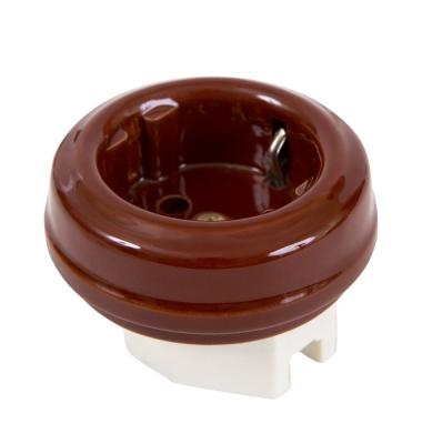 Ретро розетка электрическая Мезонин, коллекция Новая Голландия, фарфор, без подъем.рамки, коричневый