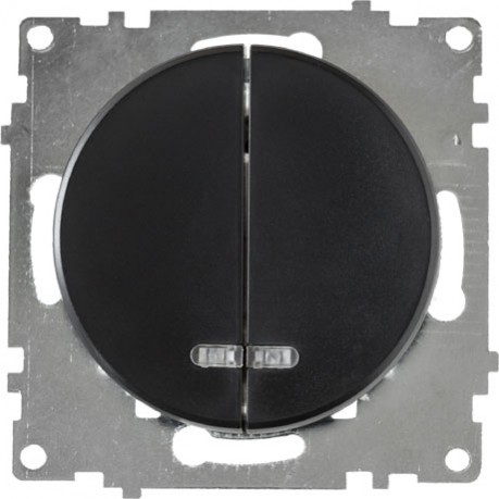 Качественная картинка Выключатель 2-клавишный с подсветкой, цвет чёрный