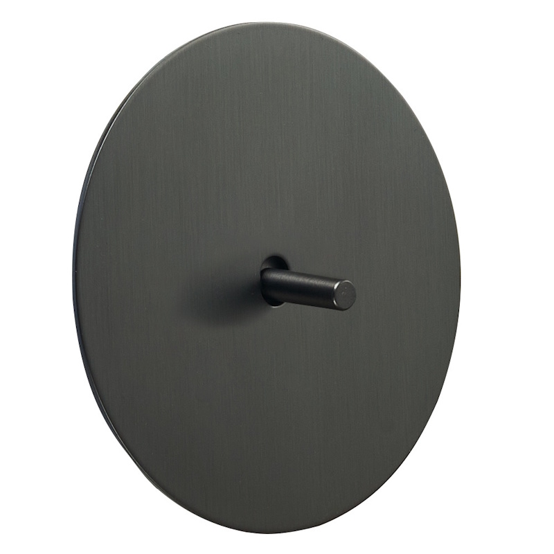 Выключатель Salvador "Арт", скрытый монтаж, тумблер-цилиндр, накладка металл круг, антрацит