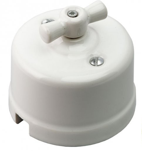 Ретро выключатель Retrika, керамика, белый Качественная картинка Ретро выключатель Retrika, керамика, белый