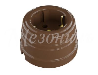 Ретро розетка электрическая Мезонин, коллекция Усадьба, пластик, какао Ретро розетка электрическая Мезонин, коллекция Усадьба, пластик, какао