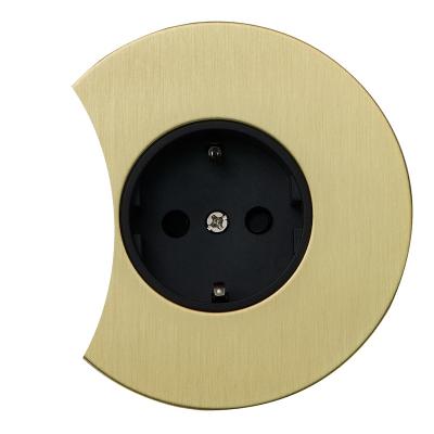 Розетка электрическая Salvador "Арт", внутренний монтаж, накладка металл, полукруг, золото