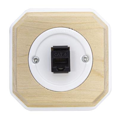 Ретро розетка компьютерная Salvador, пластик, наружный монтаж, цвет белый, рамка фигурная некрашеная