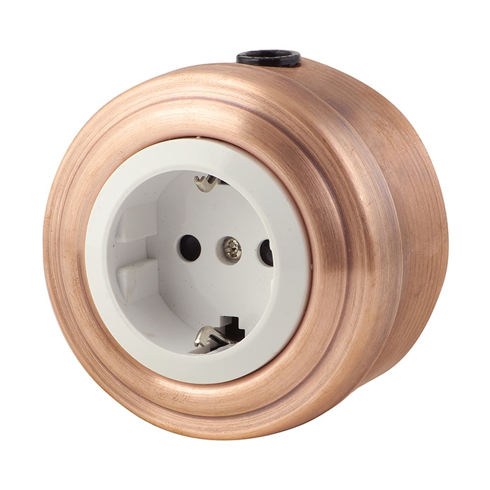 Ретро розетка электрическая Retrika, коллекция Vintage Metal, медь