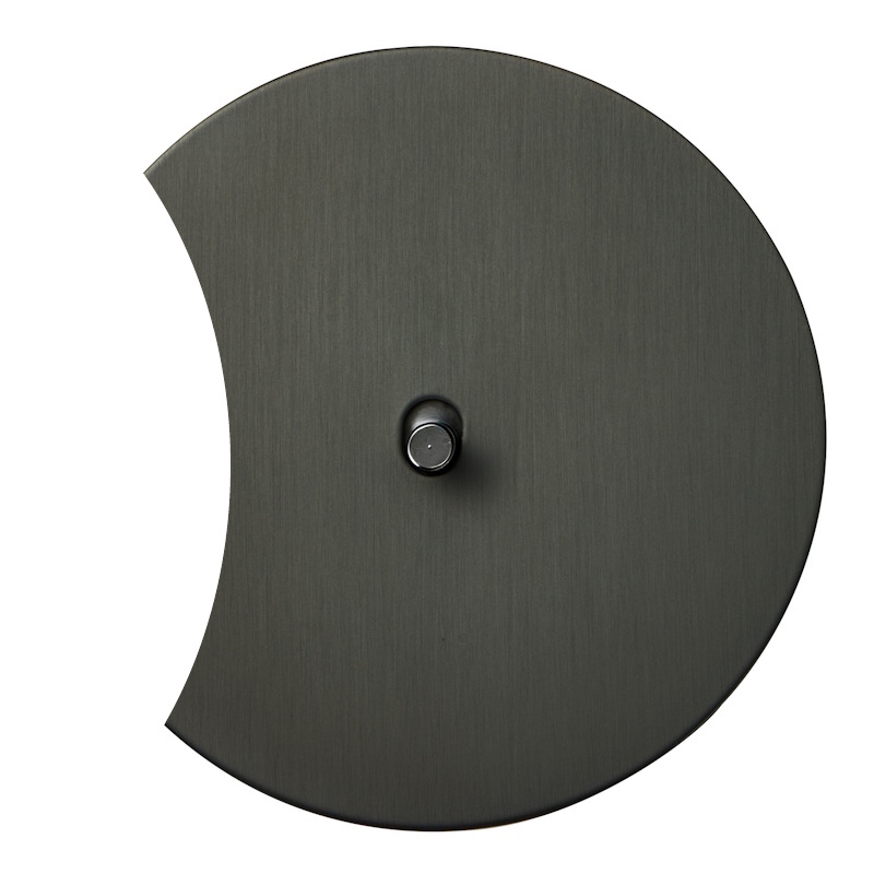 Выключатель Salvador "Арт", скрытый монтаж, тумблер-цилиндр, накладка металл полукруг, антрацит