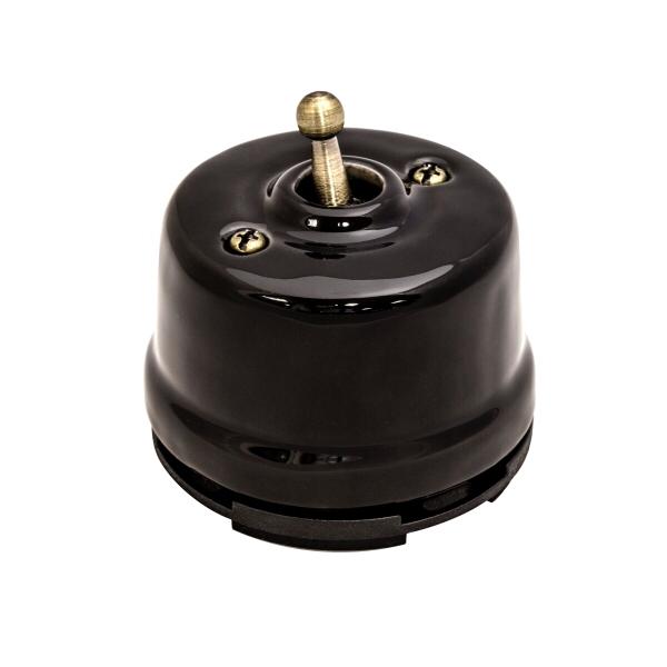 Ретро выключатель Salvador, фарфор, тумблер, наружный монтаж, черный Ретро выключатель Salvador, фарфор, тумблер, наружный монтаж, черный