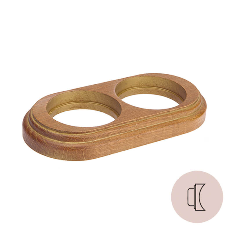 Ретро рамка на бревно Salvador, дерево, наружный монтаж, овал, корич. с зол. патиной (под заказ)