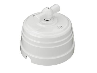 Ретро выключатель Мезонин, коллекция Усадьба, поворотный, пластик, белый