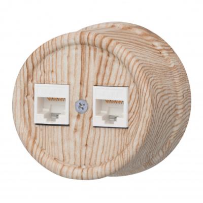 Ретро розетка компьютерная Bironi, коллекция Лизетта, пластик карельская сосна