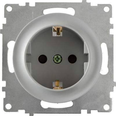 Розетка с заземлением, винтовые контакты, 16А-250В, цвет серый