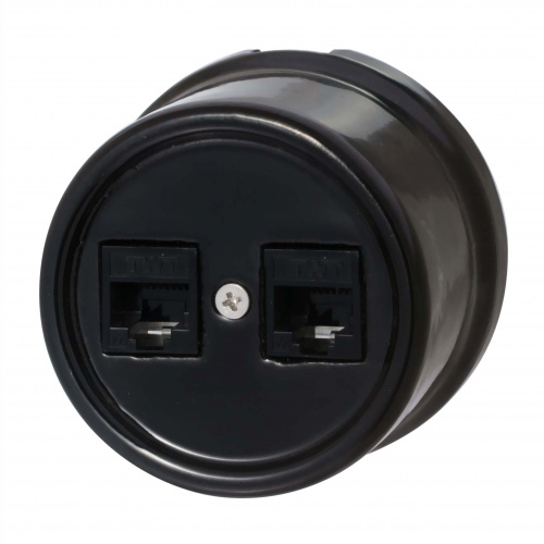 Качественная картинка Ретро розетка компьютерная Bironi, коллекция Лизетта, керамика черный