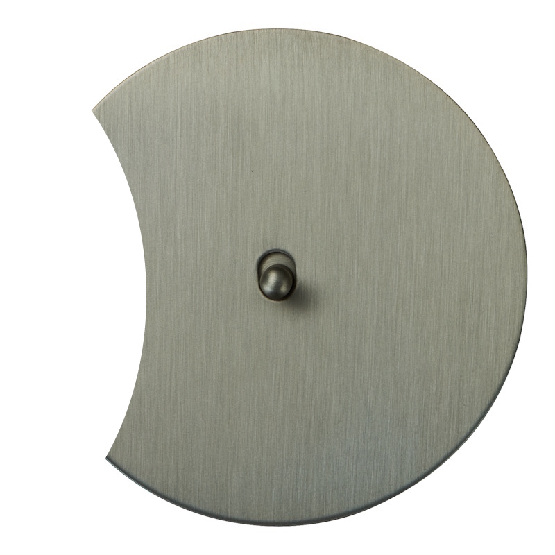 Выключатель Salvador "Арт", скрытый монтаж, тумблер-капля, накладка металл полукруг, никель (серый)