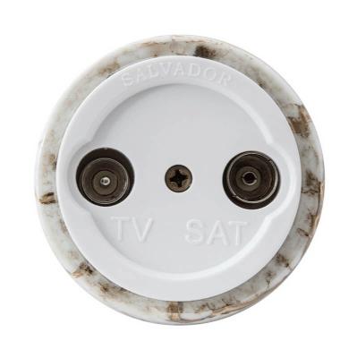 Ретро розетка ТВ Salvador, фарфор, наружный монтаж, коллекция "Мрамор" Ретро розетка ТВ Salvador, фарфор, наружный монтаж, коллекция "Мрамор"