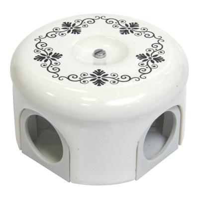 Ретро распределительная коробка Lindas, керамика, белый с черным узором