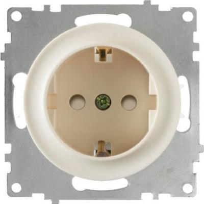 Розетка с заземлением, защитные шторки, винтовые контакты, 16А-250В, цвет бежевый