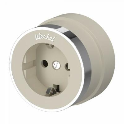 Ретро розетка с заземлением Vintage (слоновая кость матовый/хром) W5871055 Ретро розетка с заземлением Vintage (слоновая кость матовый/хром) W5871055