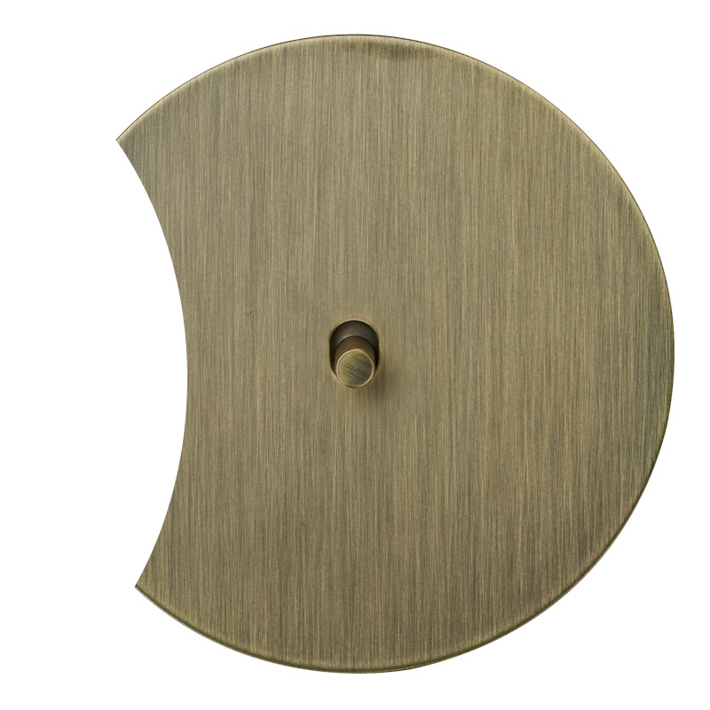 Выключатель Salvador "Арт", скрытый монтаж, тумблер-цилиндр, накладка металл полукруг, бронза