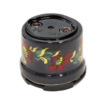 Ретро розетка ТВ Salvador, фарфор, наружный монтаж, черный, коллекция "Хохлома" Ретро розетка ТВ Salvador, фарфор, наружный монтаж, черный, коллекция "Хохлома"