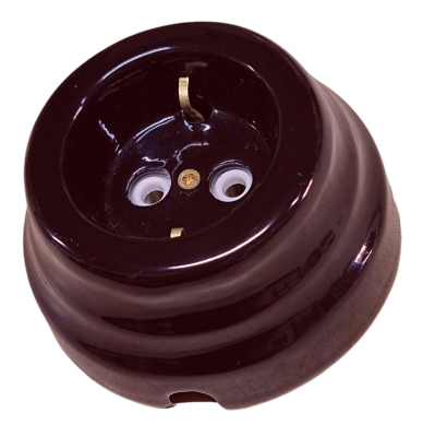 Ретро розетка электрическая Interior Electric, серия "Астория", керамика, с/з, шоколад