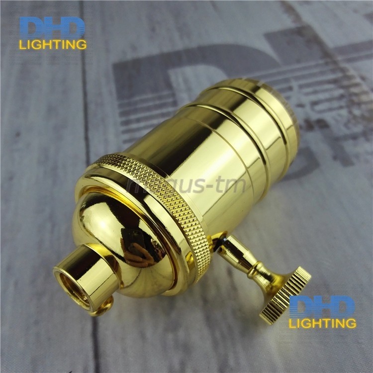 Качественная картинка Патрон E27 Interior Electric, латунь, светлое золото с поворотным выключателем