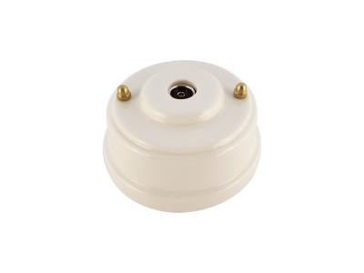 Ретро розетка ТВ Леанза, фарфор, bianco (белый), золотистая фурнитура Ретро розетка ТВ Леанза, фарфор, bianco (белый), золотистая фурнитура