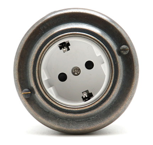 Ретро розетка электрическая Petrucci, металл, старая бронза