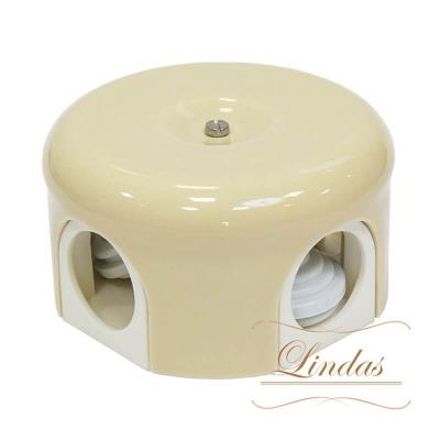Ретро распределительная коробка Lindas, керамика, слоновая кость