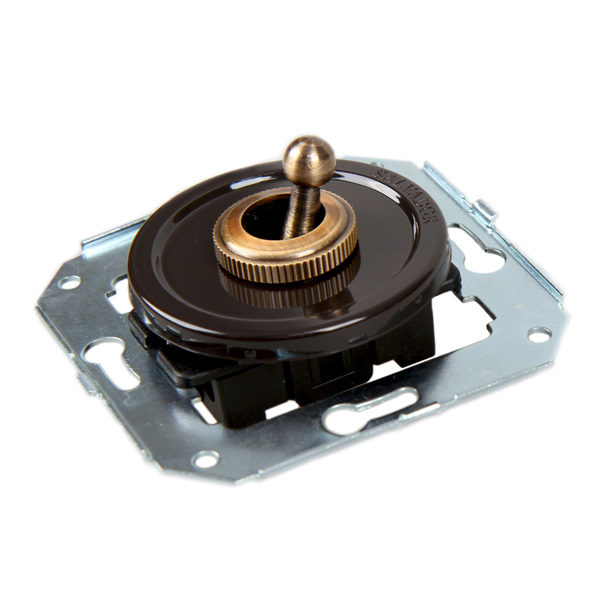 Ретро выключатель Salvador, фарфор, внутренний монтаж, тумблер, коричневый Ретро выключатель Salvador, фарфор, внутренний монтаж, тумблер, коричневый