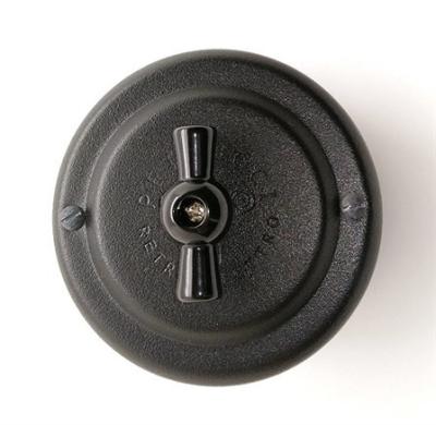 Ретро выключатель Petrucci, поворотный, металл, "чёрный муар" Ретро выключатель Petrucci, поворотный, металл, "чёрный муар"