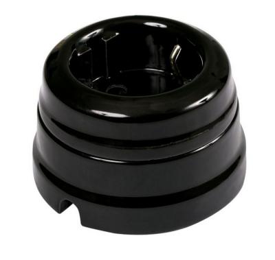 Ретро розетка электрическая Мезонин, коллекция Новая Голландия, фарфор, с подъемной рамкой, черный