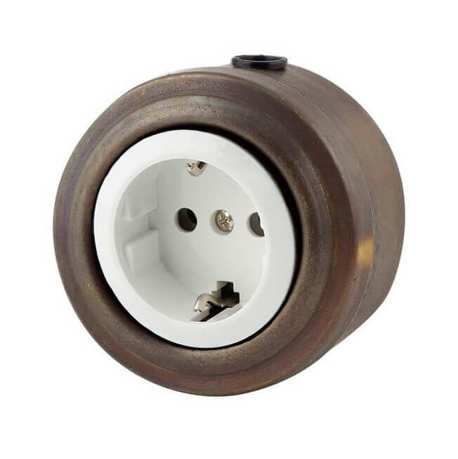 Ретро розетка электрическая Retrika, коллекция Vintage Metal, патина