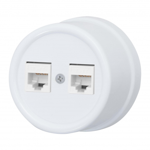 Качественная картинка Ретро розетка компьютерная Bironi, коллекция Лизетта, пластик белый